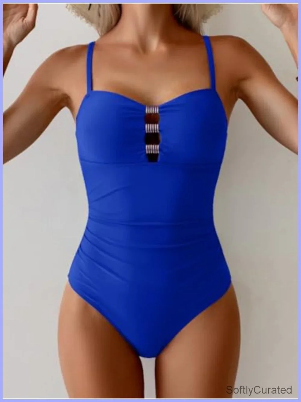 Tummy Control Ruched One Piece Swimsuit with Cutout Push Up
